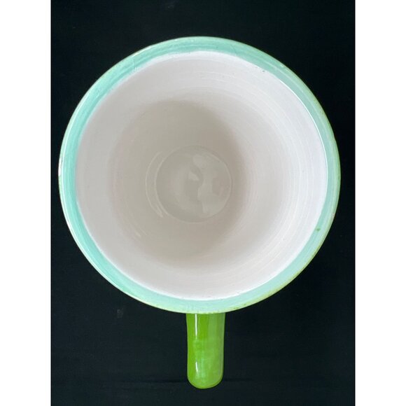 Laurie Gates Green & Aqua Ceramic Mug With Dimensional Floral Design - Picture 5 of 7